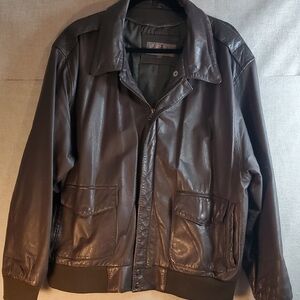 Wear Me Out Vtg Men's Brown Bomber Leather Jacket Sz 46